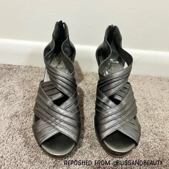 Cole Haan Grey Strappy Wedge Heels - Picture 4 of 4